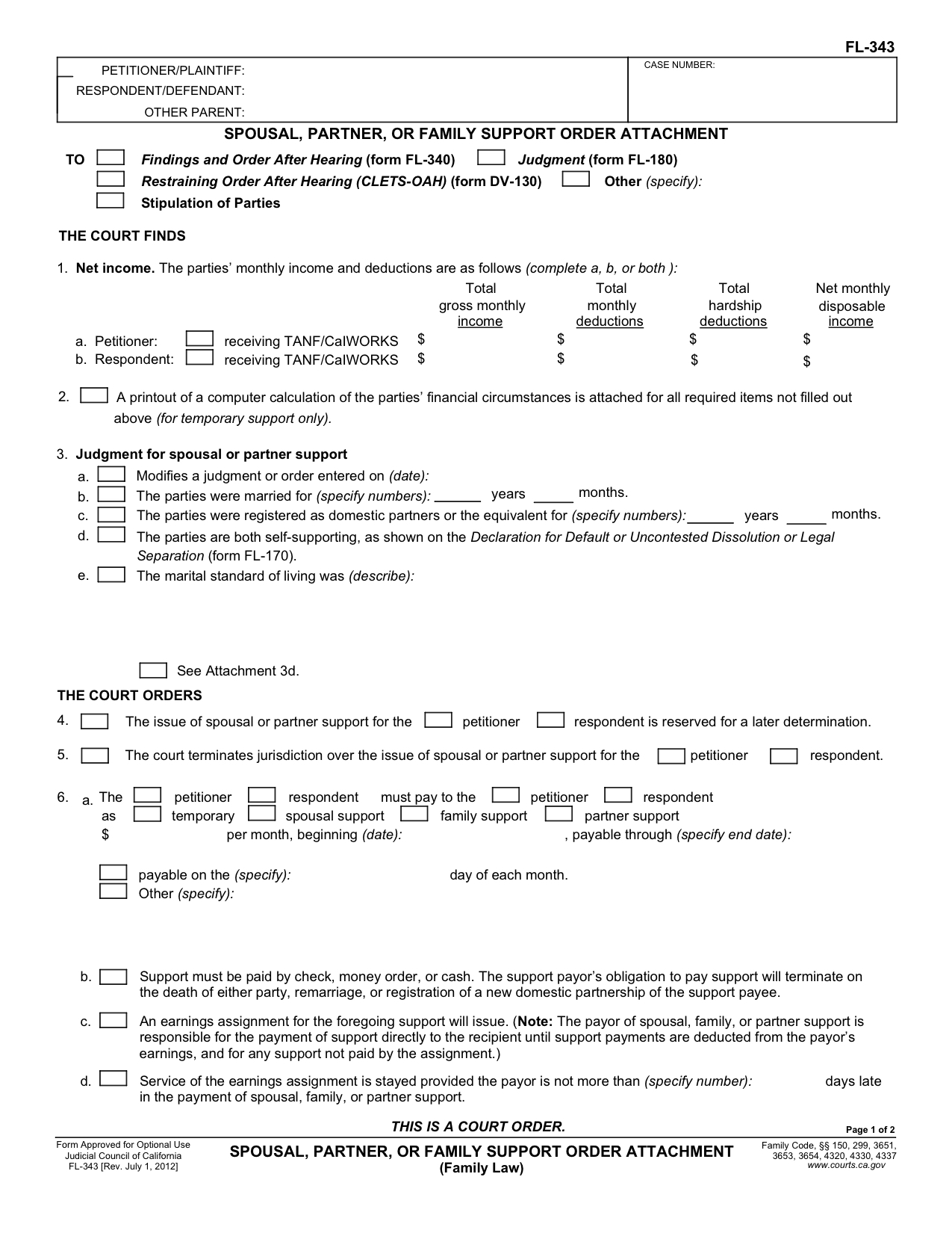 earnings assignment order spousal support